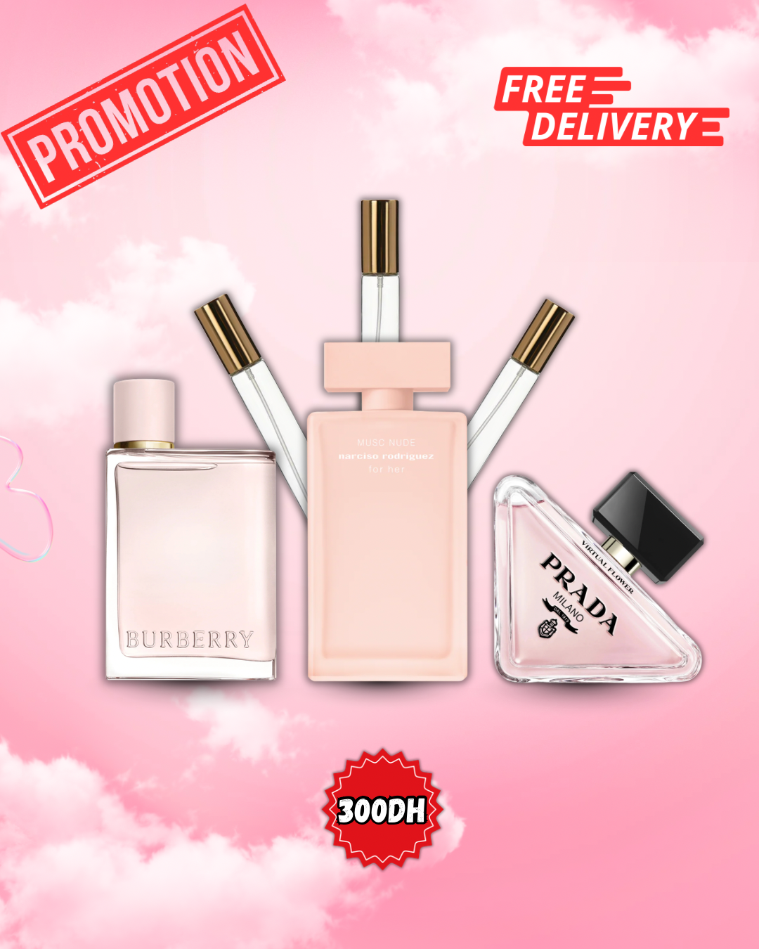 Pack / prada paradoxe EDP + Musc Nude EDP + Burberry Her