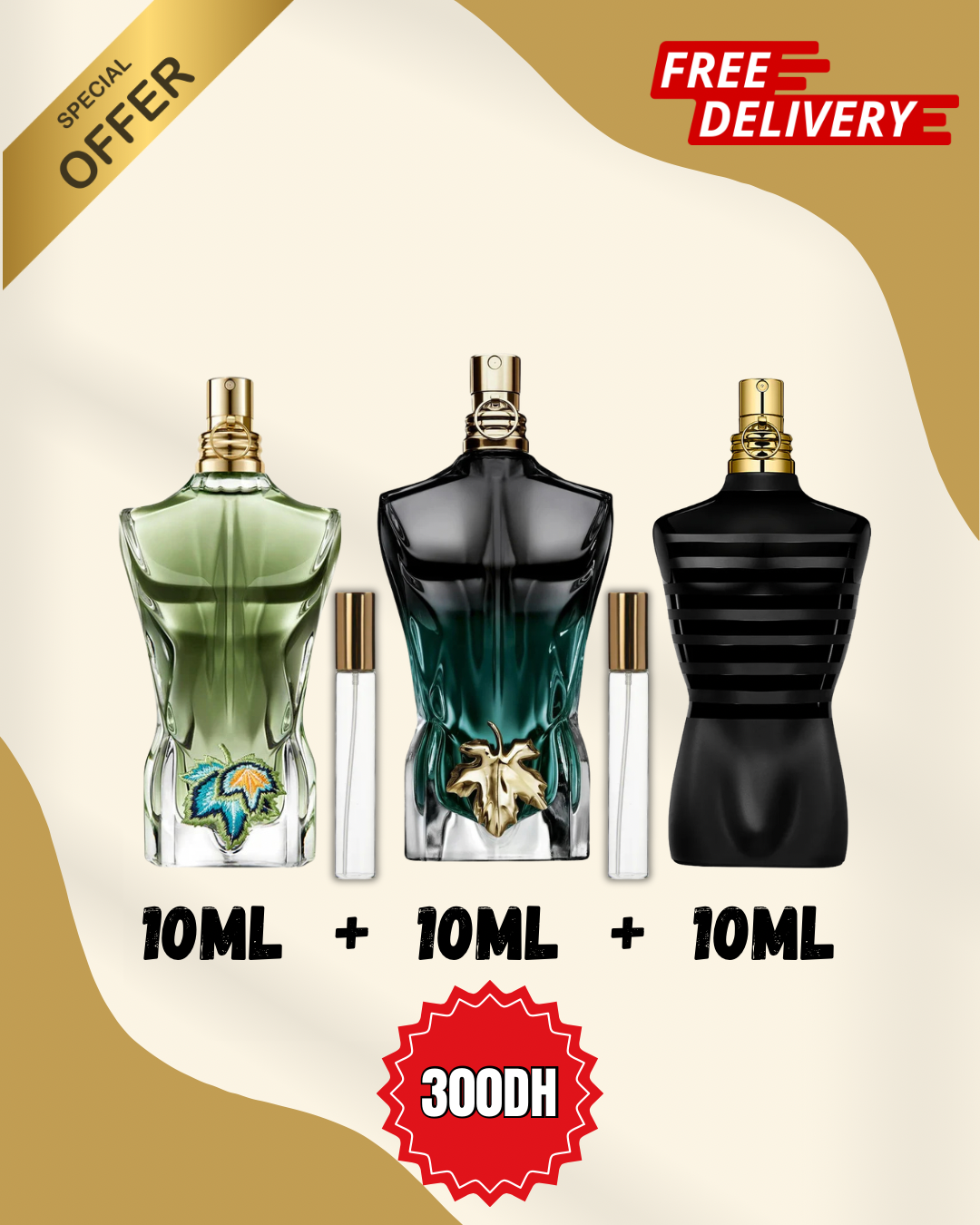Pack / le male le parfum + le beau le parfum + paradise garden